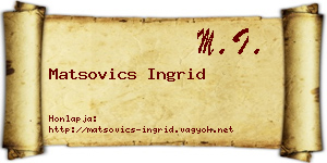 Matsovics Ingrid névjegykártya